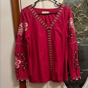 Tory Burch Red Embroidered Blouse